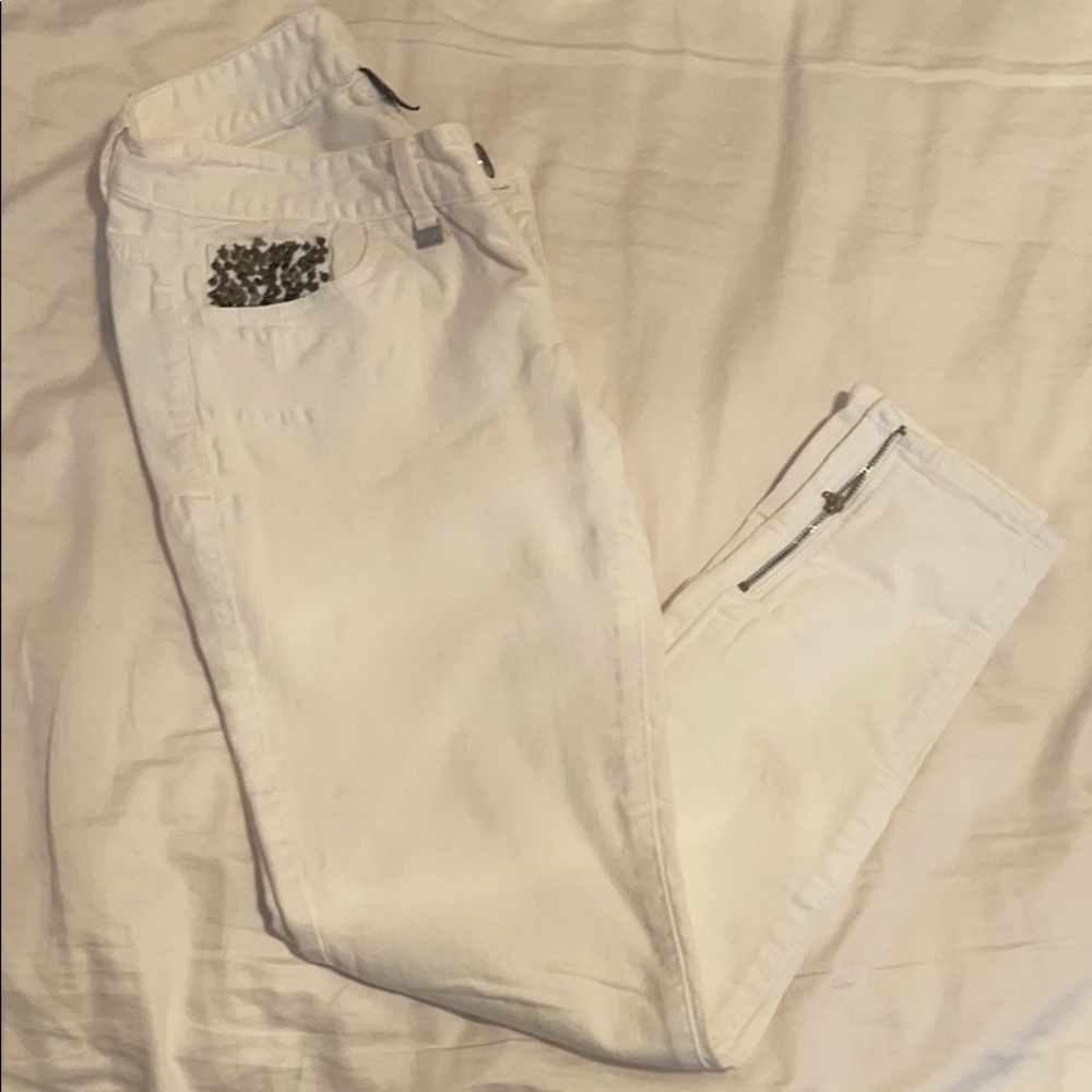 Armani Exchange white skinny jeans